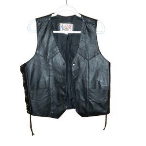 Leather Vest with side shoelace ties EUC